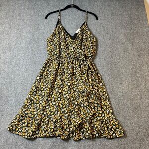 Altard State Floral Mini Dress V Neck‎ Ruffle Hem Spaghetti Strap Party Casual L